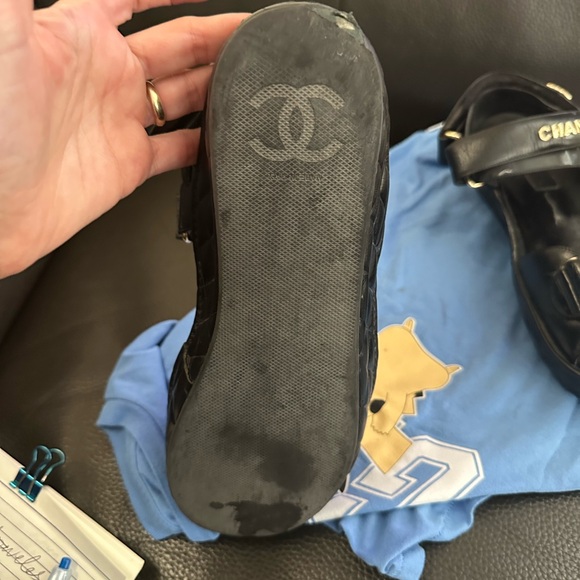 Chanel Black Sandals with Gold Accents dad sandals leather sandals - Picture 6 of 16